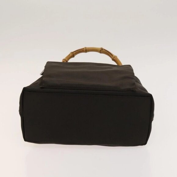 GUCCI Bamboo Hand Bag Nylon 2way Brown Silver - Picture 5 of 16